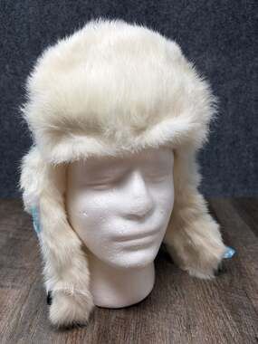 Mad Bomber Rabbit Fur Trapper Hat-M Wht -blue snow flake-Aviator/Bomber/Ear Flap